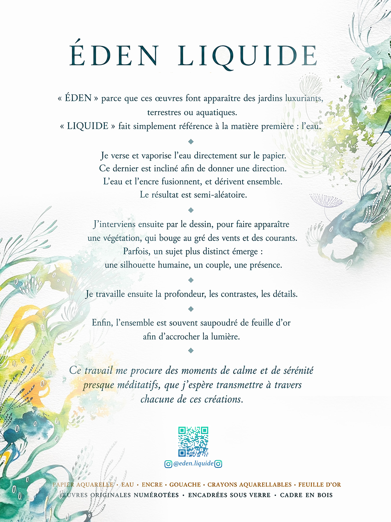 Vente d'œuvres originales, Collection ÉDEN LIQUIDE par Manon Taillard - réalisation 16